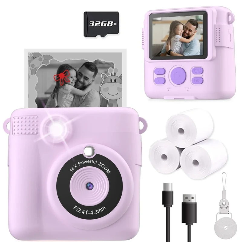 ESOXOFFORE Instant Print Camera for Kids - 32GB, Ages 3-12