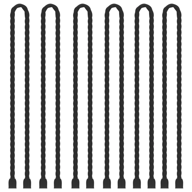 Gesipor 6 PCS 24-Inch Silicone Cable Ties Dia 5mm Reusable Steel-Core Rubber Twist Ties Bendable Cable Ties for Bundling and Holding, All Purpose Cord Tie for Indoor and Outdoor (Black)