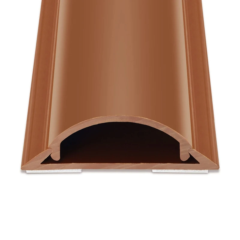 Cord Hider Floor 34in (2X L17in), Large Capacity Floor Cord Cover, Hard PVC Wire Cover, Cable Management Floor, Brown, Cord Cavity - 1.1"(W) x 0.4"(H)