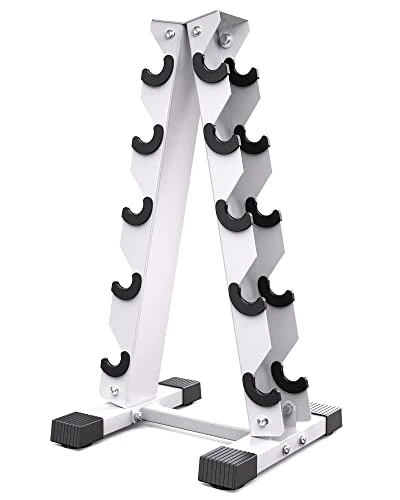 AKYEN A-Frame Dumbbell Rack Stand Only, Weight Rack for Dumbbells Compact Home Gym Space Saver (480LBS Weight Capacity, 2023 New Version White)