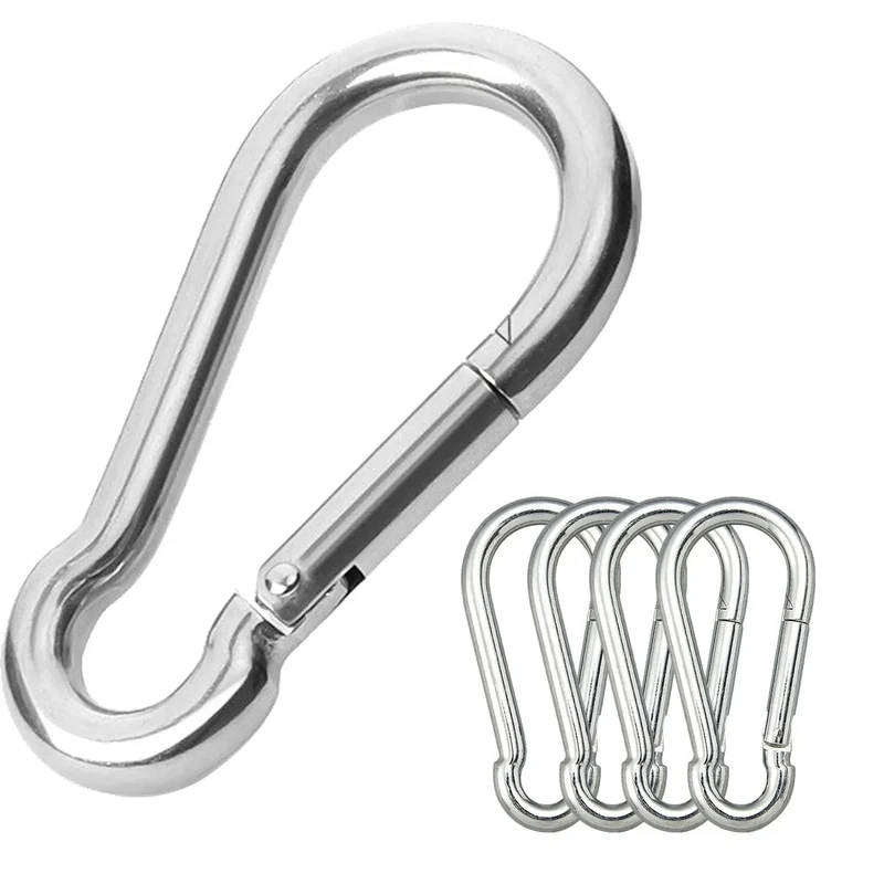 CAIDMOS 5PCS 3.15in Large Carabiner Clip, Stainless Steel Carabiner Heavy Duty, Spring Snap Hook, Locking Climbing Caribiners Clips for Gym, Plant Hanging, Outdoor Camping, Hiking. 600 lbs