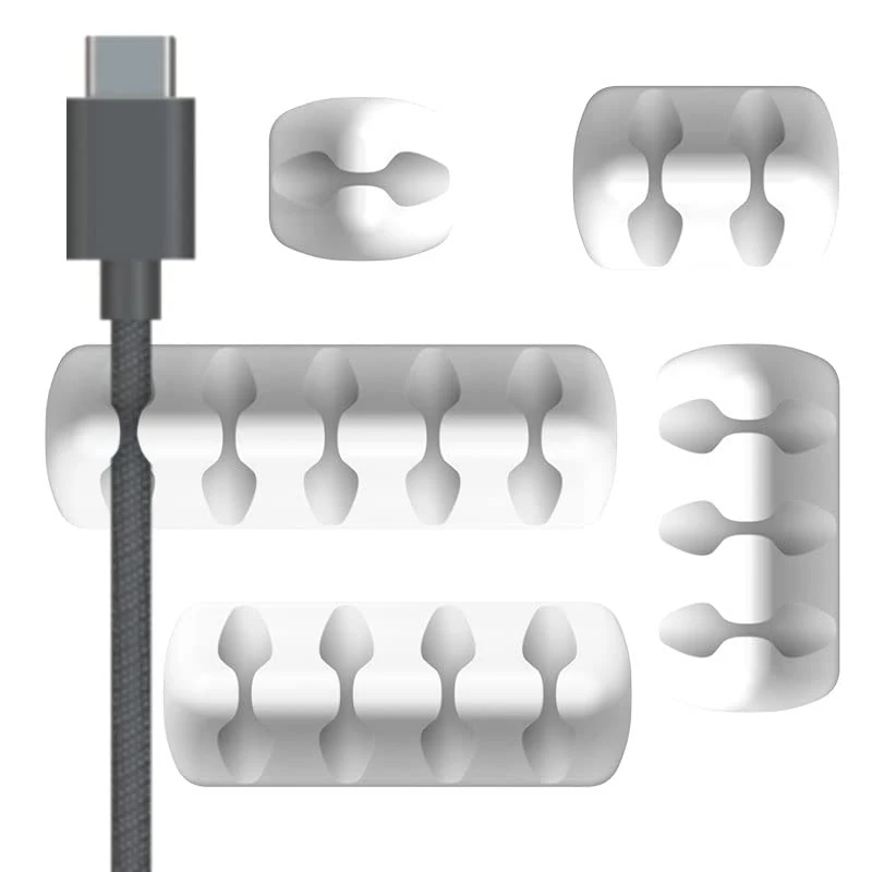 GLUIT Desktop Cable Organizer Versatile Cord Holders Wire Clips and Cable Holder Cord Organizer for Desk Table Accessories Office Spaces Stylish White Light 5 Pack