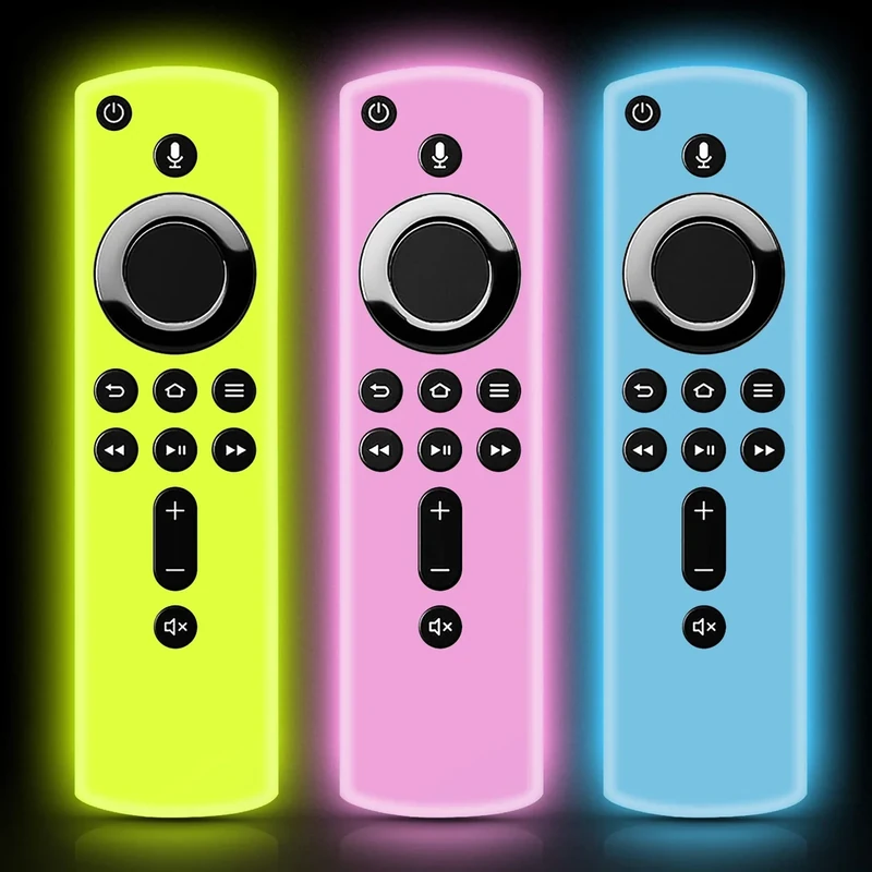 ONEBOM (3 Pack) TV Remote Case, Silicone Remote Cover, Glow in The Dark Control Cover with Lanyard