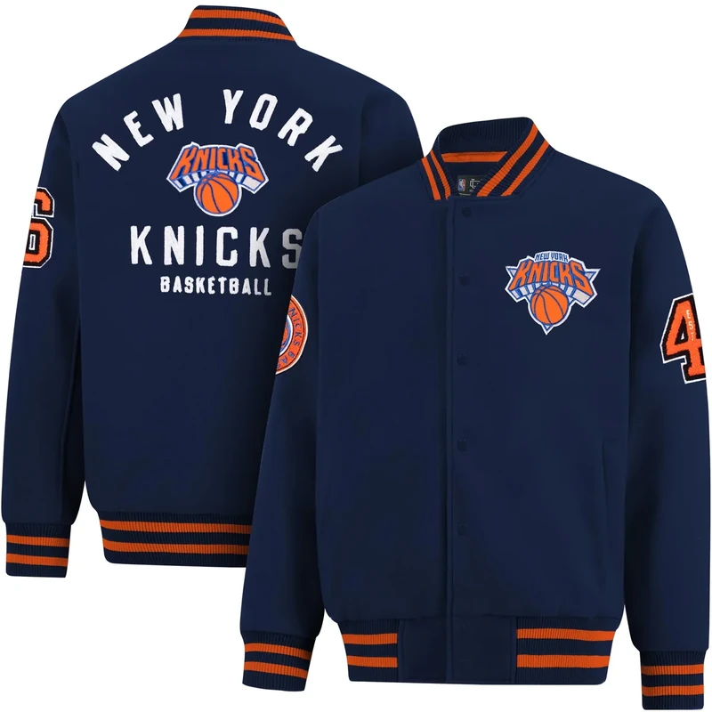 Ultra Game NBA Official Men’s Game Time Varsity Jacket - Unisex, New York Knicks, Team Color, Medium