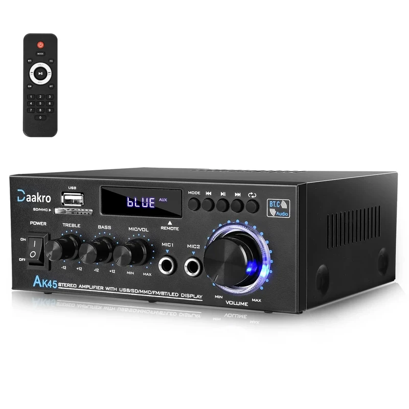 Daakro AK45 300W Bluetooth 5.0 Stereo Amplifier with FM Radio & Remote