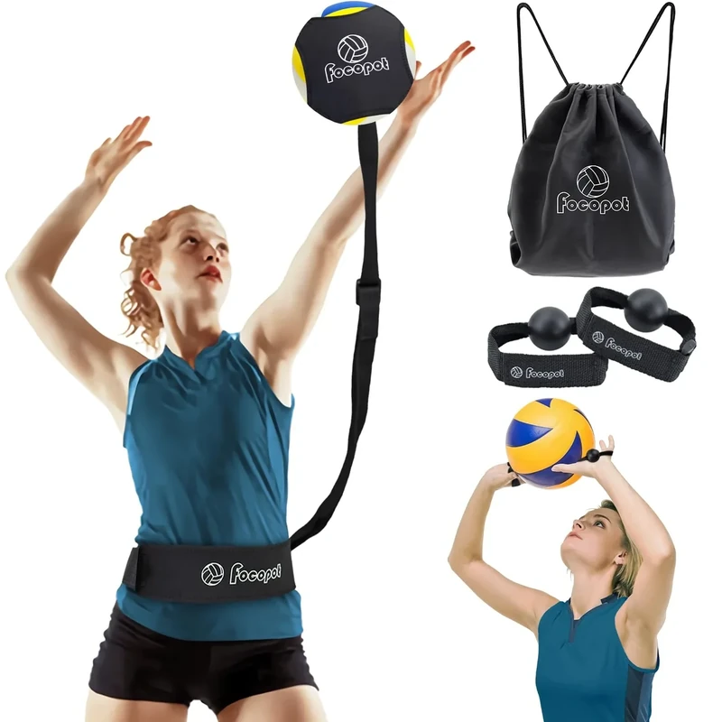 focopot Volleyball Training Equipment Aid,Solo Volleyball Trainer to Practice Serve, Spike, Set and Pass,Perfect Volleyball Trainer Gift for Beginners & Pro