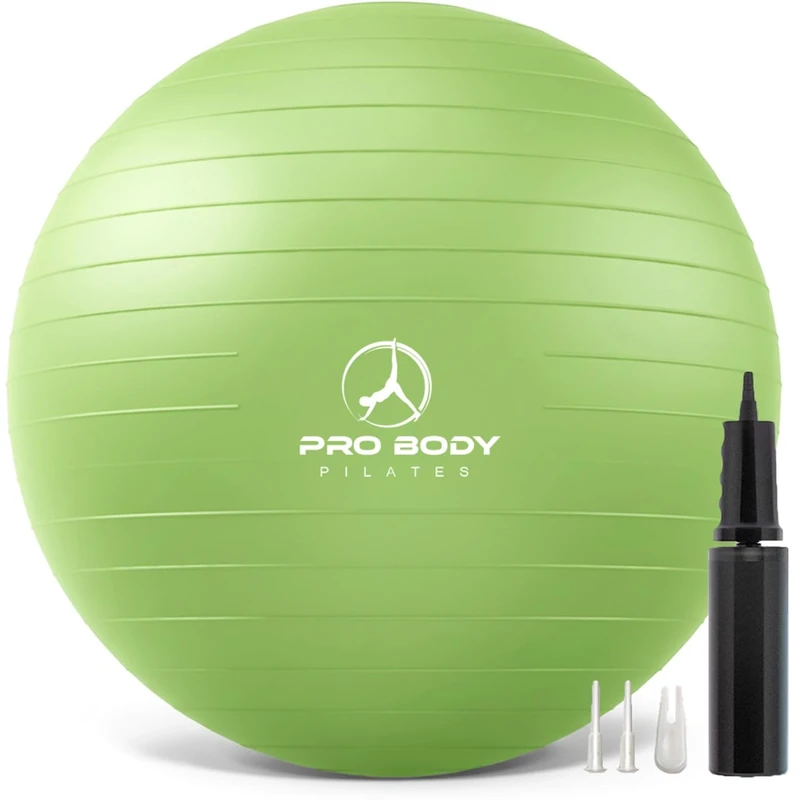 ProBody Pilates Yoga Ball - Fresh Colors Exercise Ball for Stability, Pregnancy, Workout, Physical Therapy & Birthing, Balance Ball Chair (Lime, 55 cm)