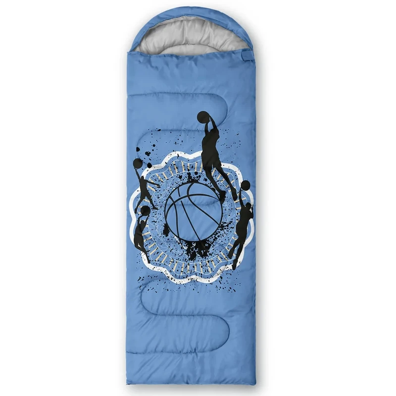 QOOMO Basketball Printed Camping Sleeping Bags,3 Season Warm & Cool Weather,Lightweight,Waterproof Sleeping Bags for Adults & Kids,Traveling,and Outdoors,Camping Gear Equipment,31x90inch