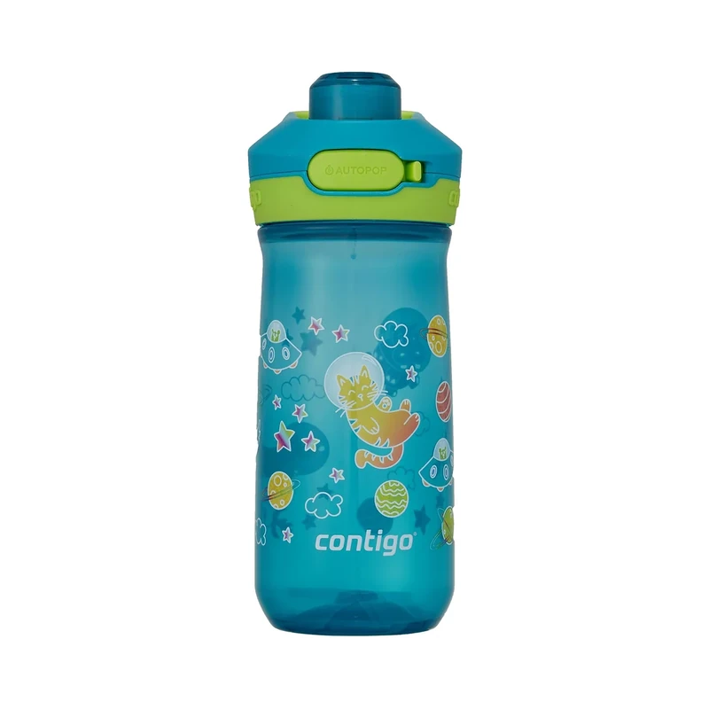 Contigo Kids’ Jessie Water Bottle with Pop-Open Leak-Proof Chug Lid, 14oz, Juniper/Spacecraft
