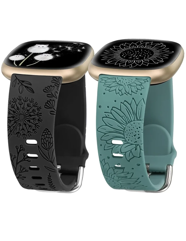 Minyee 2-Pack Bands for Fitbit Versa 4/3 & Sense-Dandelion Sunflower