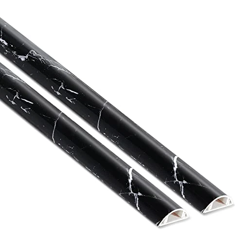LZEOY 6.6ft PVC Floor Cord Hider - Black/White 2x3.3ft Cable Cover