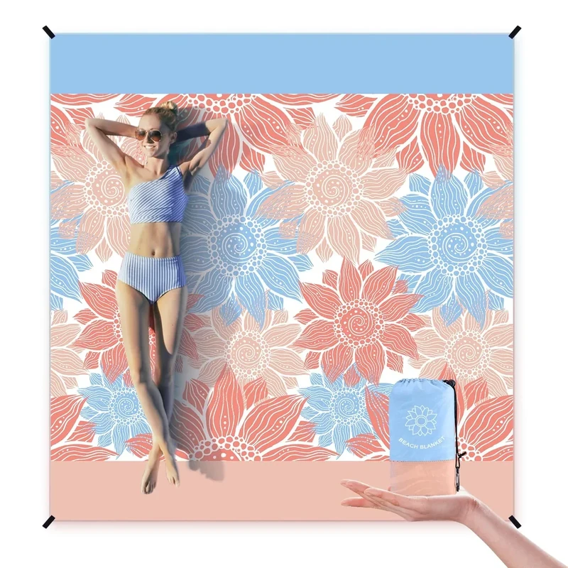 HIHOHO Beach Blanket Waterproof Sandproof Extra Large Beach Mat 79" X 83"/120"x108"for 1-8 Adults Quick Drying Durable Outdoor Picnic Mat for Beach Travel Camping Hiking