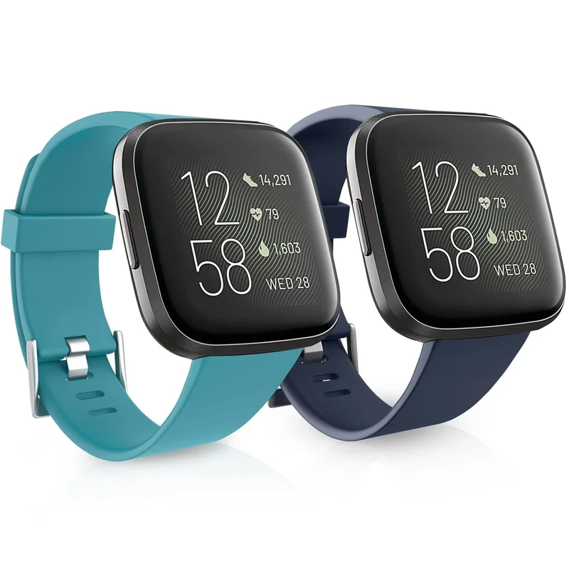 Dr.Sept 2 Pack Waterproof Bands Compatible with Fitbit Versa 2 Bands for Women Men, Classic Soft Sports Replacement Wristbands for Fitbit Versa 2/Versa Lite/Versa SE (Large 7.1''-8.7'', Navy/Blue)