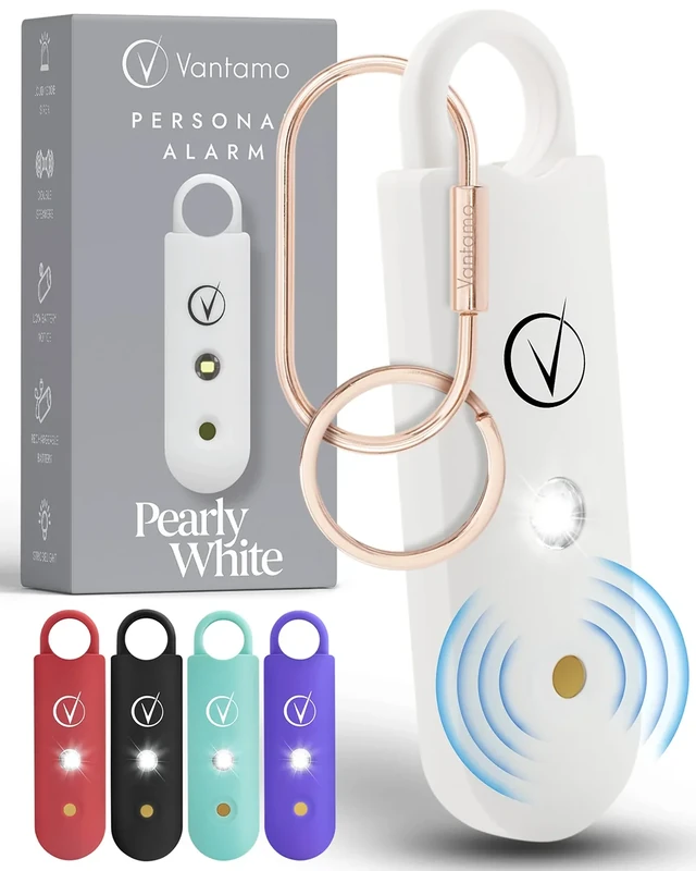 Vantamo 130dB Alarm Keychain - Strobe Light, Low Battery, Rechargeable