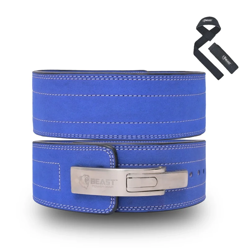 Beast Power Gear Weight Lifting Belt Lever Buckle 10MM 13MM Thick & 4 Inches Free Strap Weightlifting, Powerlifting, Deadlifts, Squats Men Women