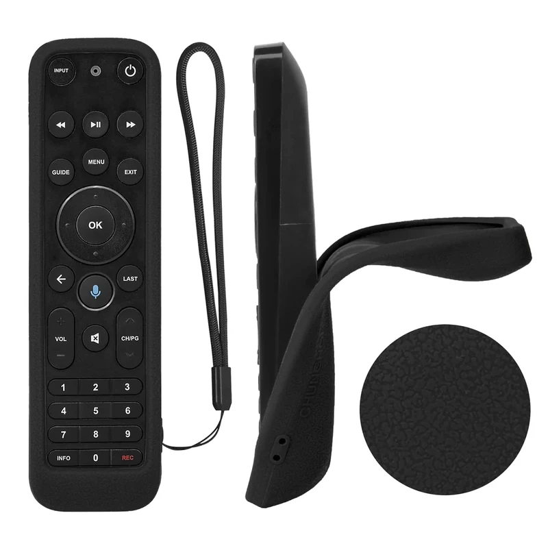 1PCS Protective Silicone Remote Case for Verizon FiOS TV One Voice Remote, for FIOS 2019 - MG3-R32140B VRC4100 BLE Control Shockproof, Washable, Skin-Friendly, Anti-Lost with Loop (Black)