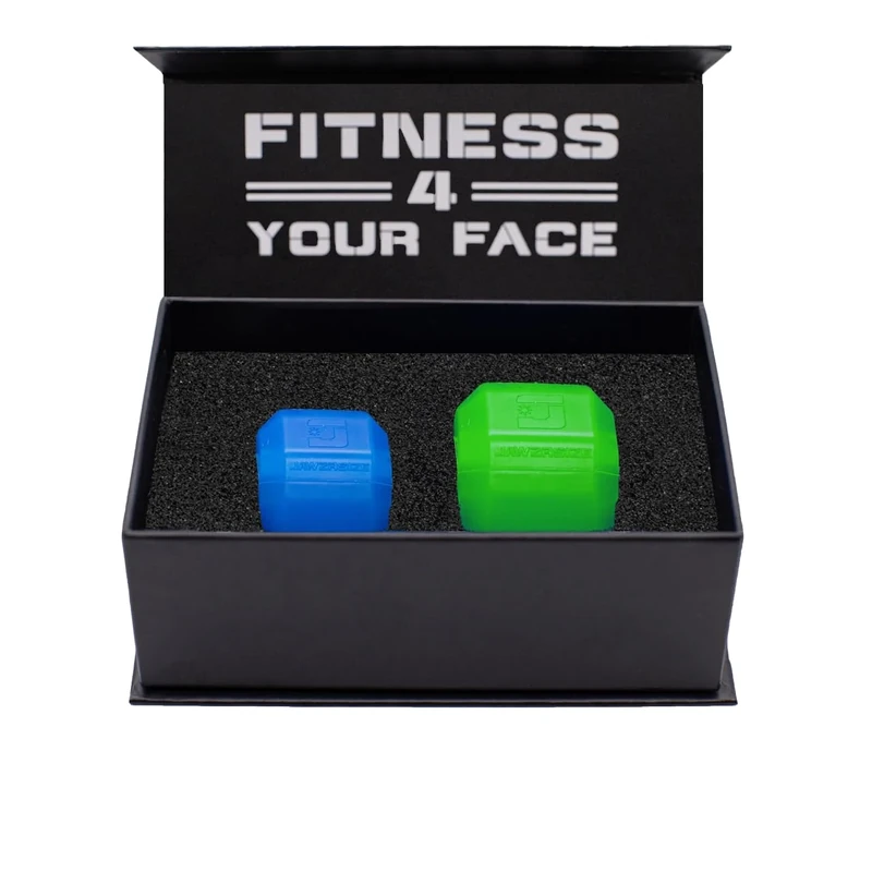 Jawzrsize Jaw Exerciser for Men - Pop N Go Beginner Bundle Blue and Intermediate Neon Jaw Trainer, Jaw Clenching Relief, Double Chin Reducer, Jawline Shaper and Neck Exerciser