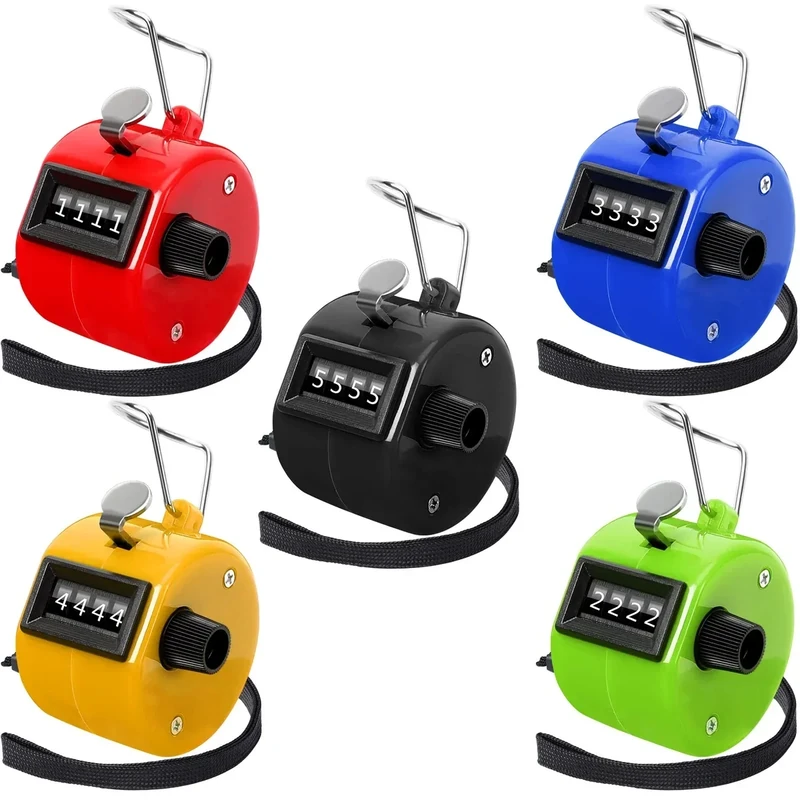 PETKNOWS Colors Handheld Tally Counter Clicker, 5 Pcs 4 Digital Number Click Counter for School Event Golf Sports Office Stadium