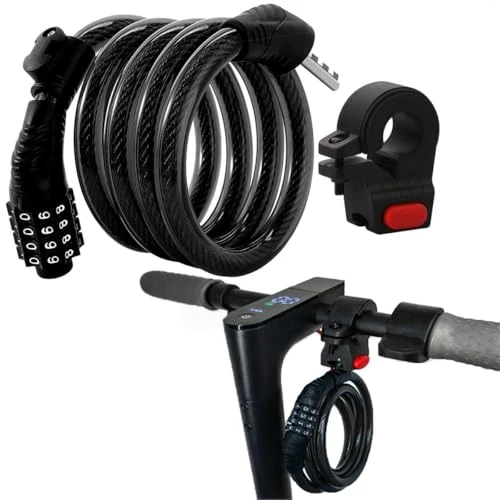 Bicycle Lock, 4-Digit E Scooter Lock Compatible with Xiaomi M365/Pro2/Max/Ninebot/F Essential Scooter/Bicycle/Motor 1.2 m/12 mm Anti-Theft Ideal Combination Lock with 12 Steel Cables - Image 1