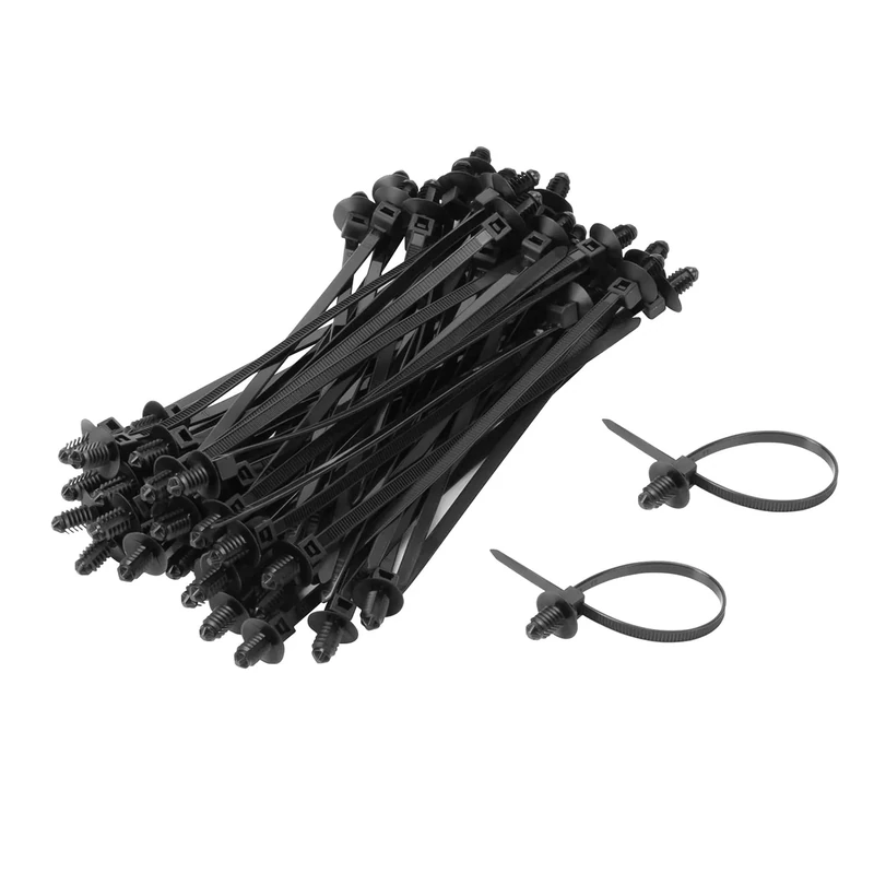 XINGO 100PCS Fir Tree Nylon Push Mount Zip Ties, Heavy Duty Wire Ties, 2 in 1 Self Locking UV Resistant Assortment for Indoor Wire Tying (6.7"x0.27")