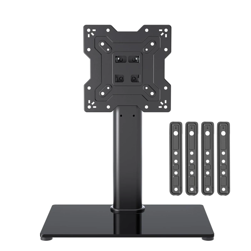 XINLEI Universal TV Stand Base, Table Top for 17-55 Inch LCD/LED TVs, Height Adjustable Monitor Mount with Tempered Glass Base Holds up to 88lbs VESA 400x400mm, TS102 Black