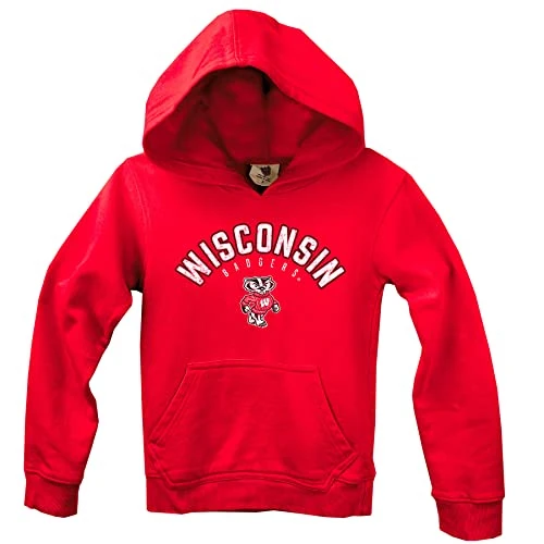 Wes and Willy NCAA Kids Fleece Hoodie,Wisconsin Badgers,S,Cherry