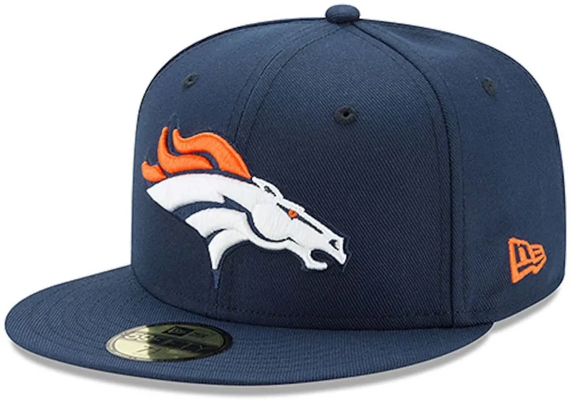 New Era NFL 59FIFTY Team Color Authentic Collection Fitted On Field Game Cap Hat (as1, Numeric, Numeric_7_and_1_Eighth, Denver Broncos Navy)