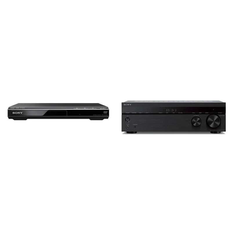 Sony DVPSR210P DVD Player & Sony STRDH590 5.2 Channel Surround Sound Home Theater Receiver: 4K HDR AV Receiver with Bluetooth,Black