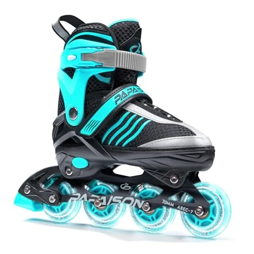 PAPAISON Adjustable Inline Skates Boys Ages 4-16, Roller Skates for Girls Kids Ages 5-8 8-12 with Full Light Up Wheels, Outdoor Skates Illuminating Skates for Children Teens Women