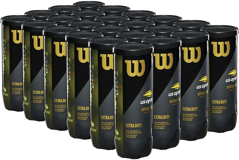 WILSON US Open Tennis Balls - Extra Duty, 24 Can Case (72 Balls)
