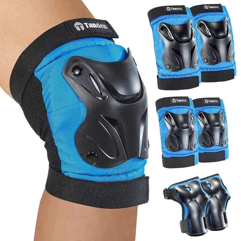 Tanden Skating Protective Gear Elbow and Knee Pads Adult, Knee Pads for Men Women Elbow Pads Wrist Guards for Roller Skating Cycling Skateboarding Blue