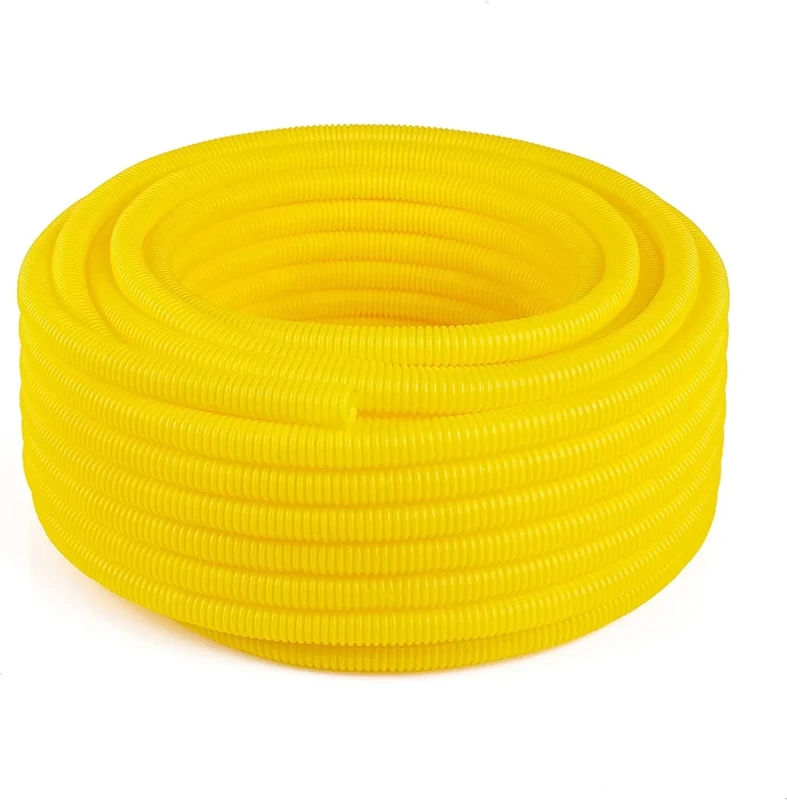 Flexible Polyethylene HDPE Non-Split Corrugated Wire Loom Tubing (Yellow, 2" Dia. x 100 ft)