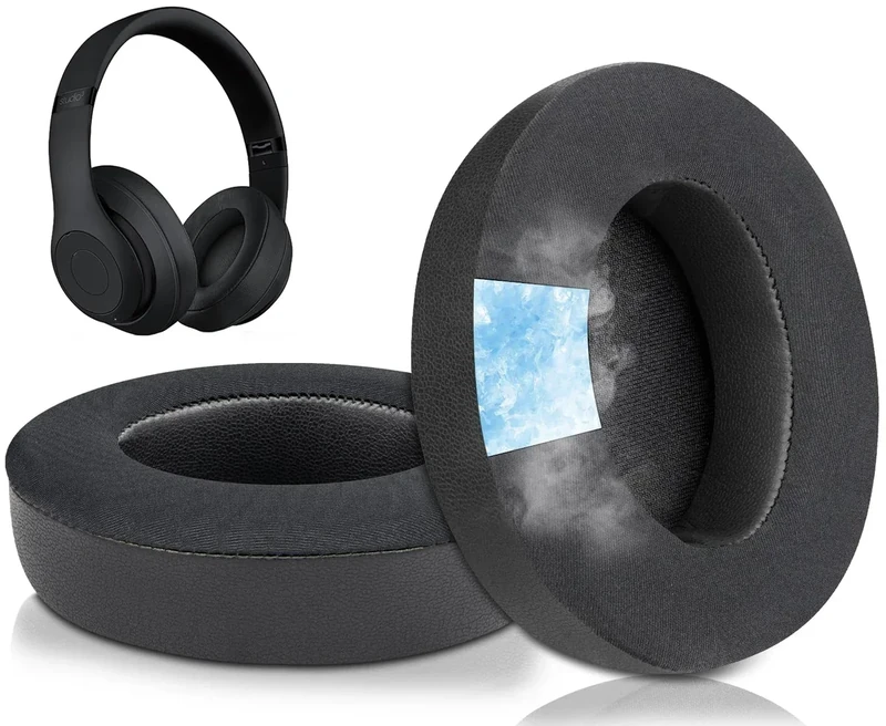 SoloWIT Cooling Gel Earpads Replacement for Beats Studio 2 & Studio 3 Wired & Wireless Headphones, Ear Pads Cushions with High-Density Noise Isolation Foam, Added Thickness - Black