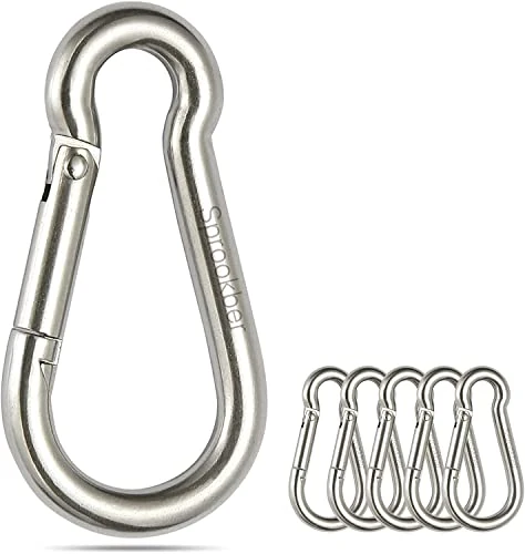 Sprookber Mousqueton INOX à Ressort Acier - Clips Acier 304 Inoxydable Pour des Attachements Sécurisés, Lot de 6
