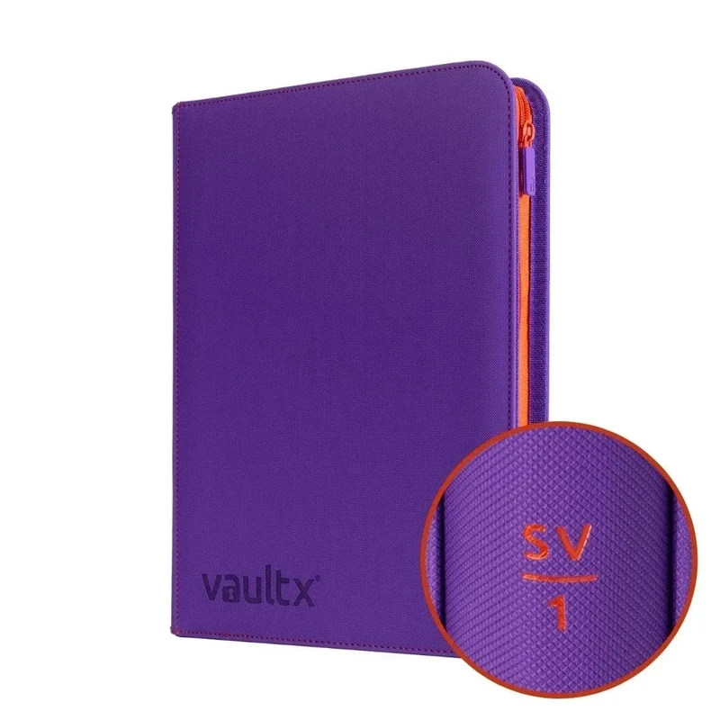 Vault X Premium Exo-Tec Zip Binder - 9 Pocket Trading Card Album Folder compatible with Scarlet & Violet TCG Set - 360 Side Loading Pocket Binder for TCG (SV1)