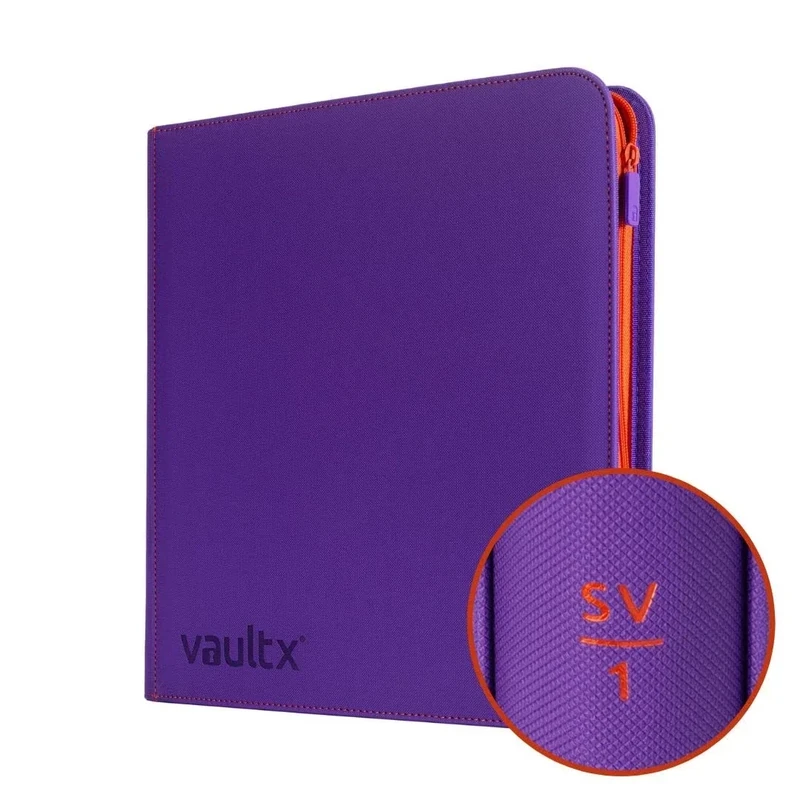 Vault X Premium Exo-Tec Zip Binder - 12 Pocket Trading Card Album Folder compatible with Scarlet & Violet TCG Set - 480 Side Loading Pocket Binder for TCG (SV1)