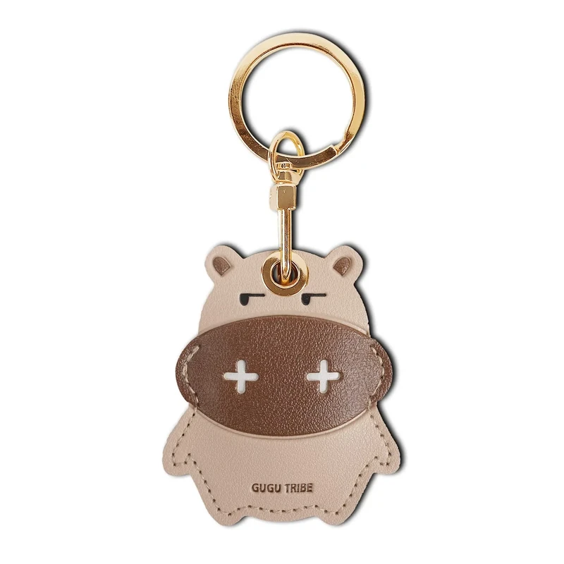 Leather Keychain Case Holder Compatible with Apple AirTag, GPS Airtag Keychain Finder Tracker with Key Ring, Anti-Scratch Protective Air Tag Cover for Keys, Wallet(Brown Cow)