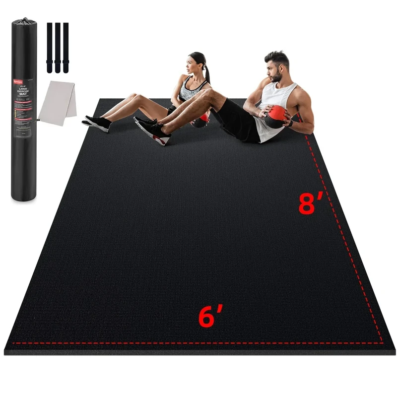 GymCope Large Exercise Mat for Home Workout,12‘x6’/10'x6'/9'x6'/8'x6'/7'x5'/6'x4' (7mm) Extra Thick Workout Mat, High-Density Gym Mat for Cardio, Jump Rope, MMA, Weights (Shoe-Friendly)