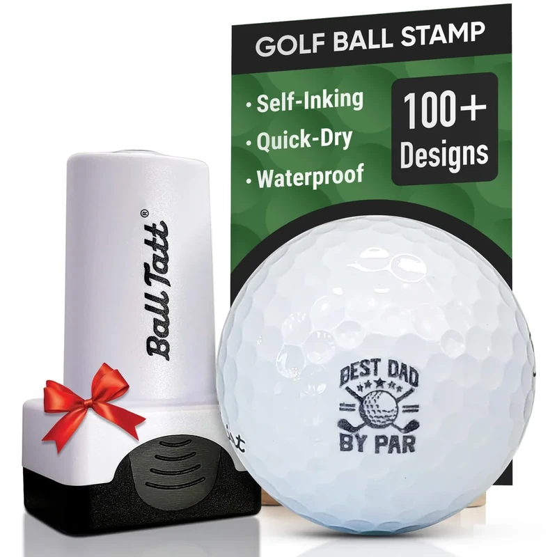 Ball Tatt - Best Dad by Par Golf Ball Stamp, Golf Ball Stamper, Self-Inking Golf Ball Stamp Markers, Reusable Golf Ball Marking Tool to Identify Golf Balls, Golfer Gift Golfing Accessories