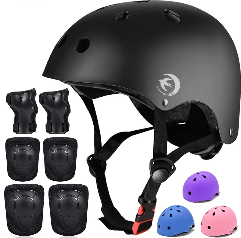 Kids Helmet Set with Knee Pads Elbow Pads Wrist Guards,Adjustable Helmet for Toddler Kids&Youth,3~14yrs Girl Boy Kids Protective Gear Set for Roller Skate Scooter Inline skatings Longboard