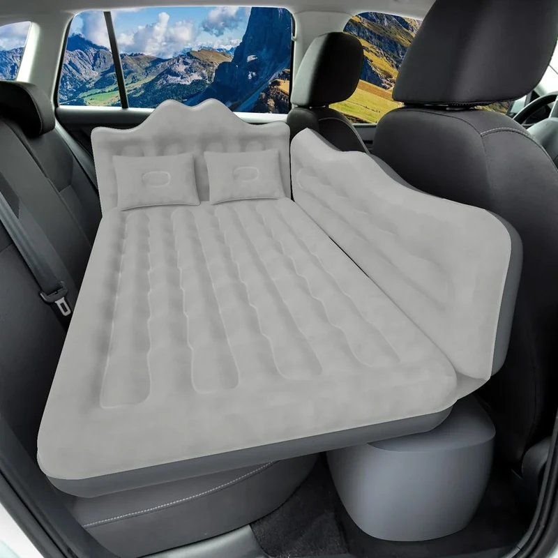 DikaSun Car Air Mattress, Inflatable SUV Truck Air Mattress Back Seat Camping Bed Thickened Car Sleeping Pad for Travel, Car Bed SUV Mattress with Air Pump 2 Pillows