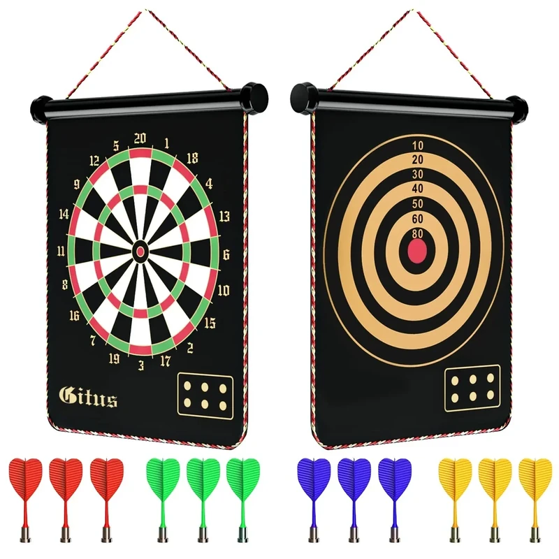 Gitus Magnetic Dart Board with 12 Darts - Indoor/Outdoor Game