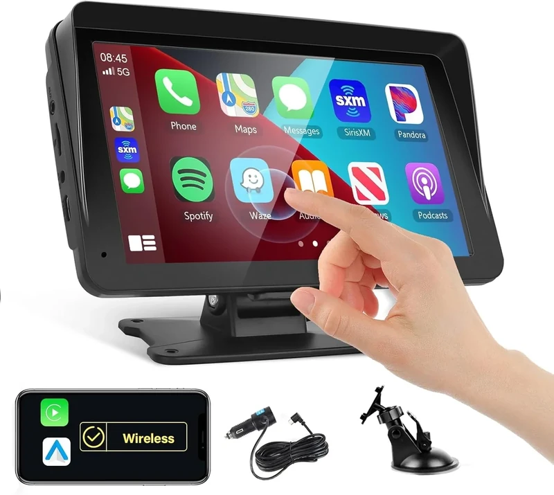 podofo 7" Portable Car Stereo - Wireless CarPlay & Android Auto