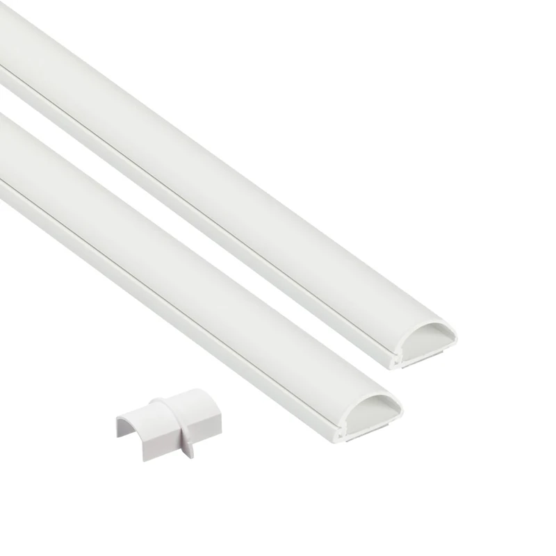 D-Line 31.4in TV Cord Hider, Patented Half Round Cable Cover, Hide Wall Mount TV Wires, Hinged One-Piece Cable Concealer, Adhesive, Decorative Raceway - 2X 0.78in W x 0.39in H x 15.7in L - White