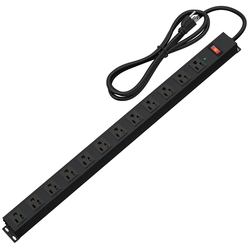 12 Outlet Long Power Strip Surge Protector with 2100 Joules, 6FT Power Cord, Wide Spaced Outlet Power Bar, Overload Protection Switch, Industrial Heavy Duty for Work Bench, Shop, Garage (Black)…