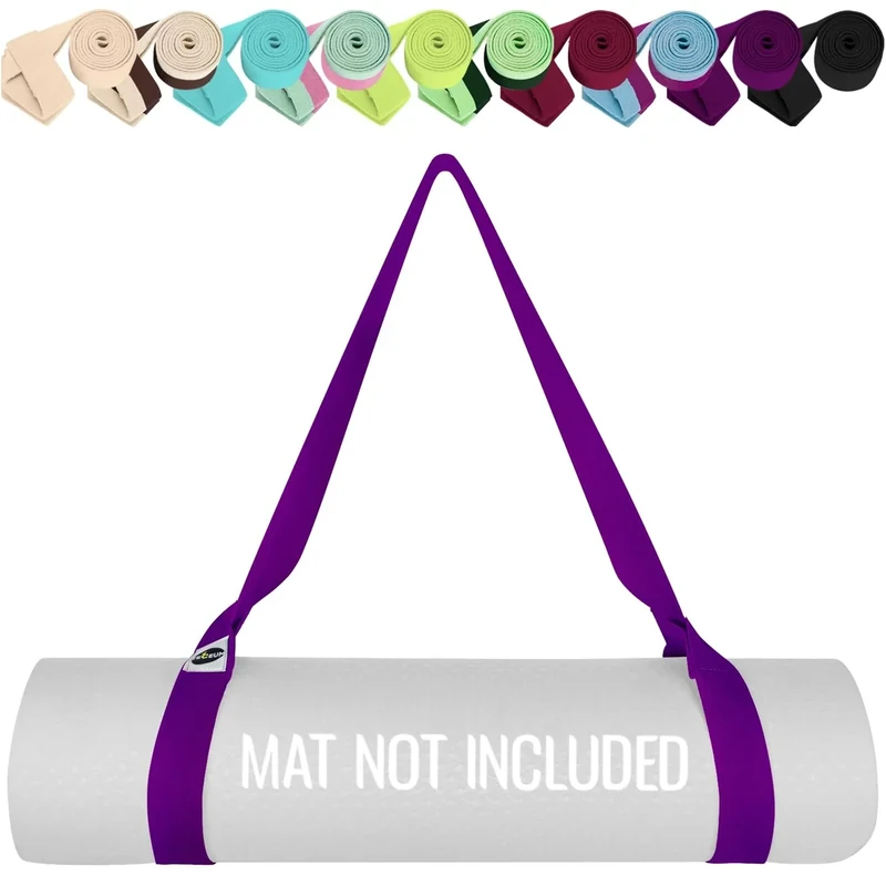 TECEUM Yoga Mat Strap – 30+ Colors – Adjustable Mat Holder Sling Carrier for All Mats [Mat Not Included]