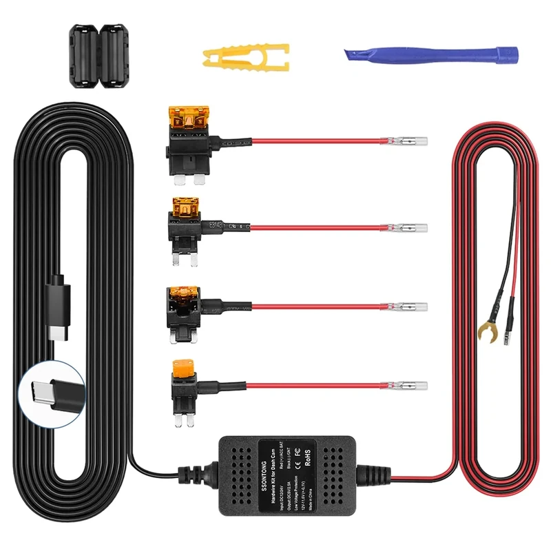 ssontong Type-C Kit 12V-24V to 5V 13ft Cable, Voltage Protection