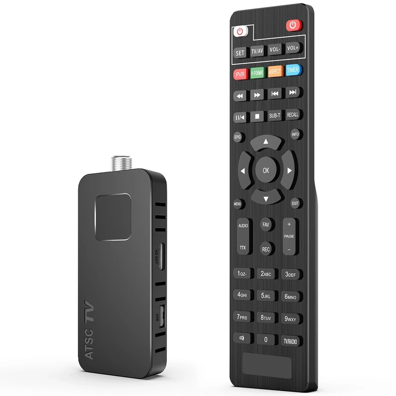 DCOLOR Digital Converter Box for TV [2025 Updated], Mini ATSC Tuner [Hidden Behind TV], Watch & Record Free Over-The-Air Channels, Projectors with HDMI Output, DVR&EPG Ready, 2-in-1 Learning Remote