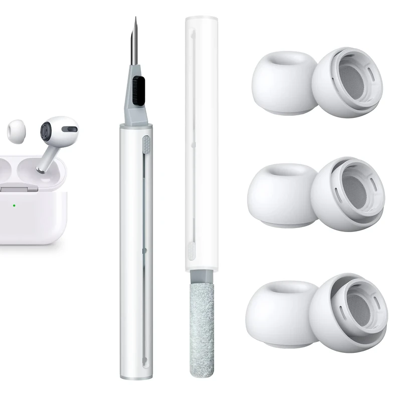 YUWAKAYI 3-Pair Ear Tips for AirPods Pro & 2 - Noise Reduce + Cleaner