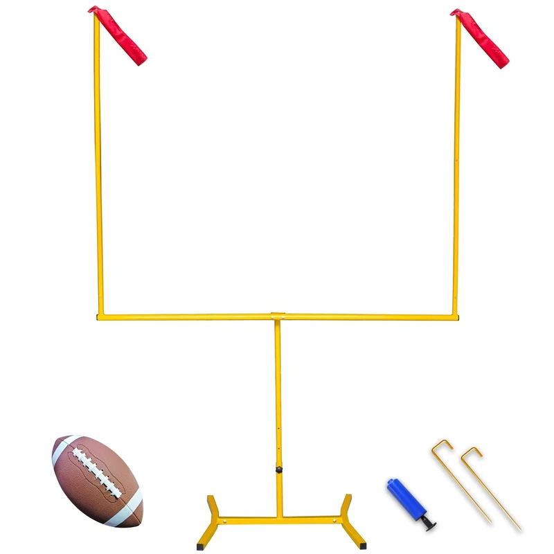 Football Goal Post, Adjustable Height Field Goal Post with Football, Sturdy Steel Tube Frame, Powder Coating Anti-Rust Craft, Easy to Assemble